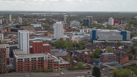 Establishing Aerial View Shot of Coventry UK, United Kingdom