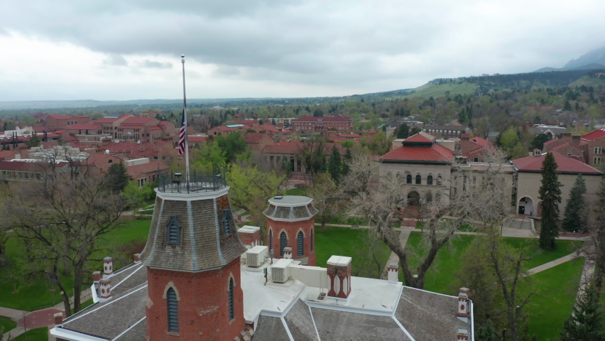 flying clockwise around quad of University of Colorado Boulder