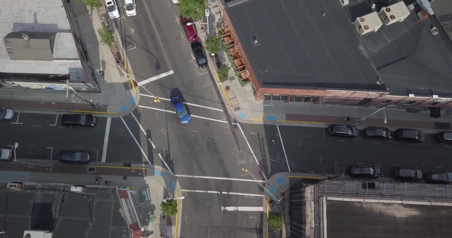 Aerial of an intersection in Asbury Park.