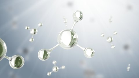 3D animation molecule macro atom cell Serum Liquid Cream ,Collagen Clear Crystal Premium Serum and Vitamin Skin Care, Clear background.