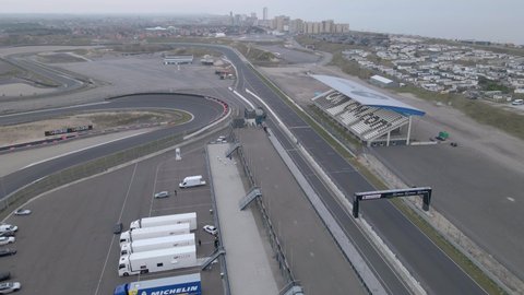 Zandvoort, 31th of March 2021, The Netherlands. Zandvoort CM.com Formula 1 one race track aerial footage.