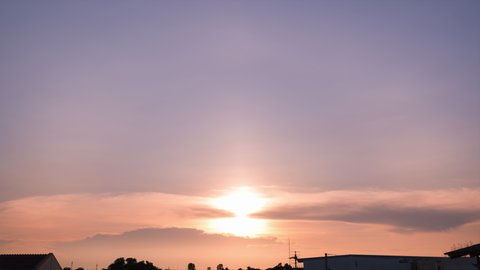 Time lapse, Panoramic view of sunset golden, clouds with background.