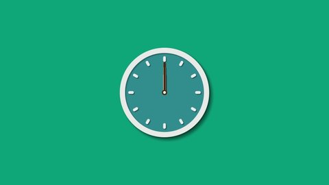 Counting down clock isolated animated, 12 hours clock animation