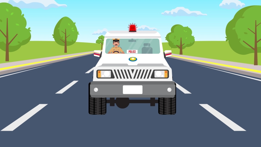 Indian police officer in car chasing thief