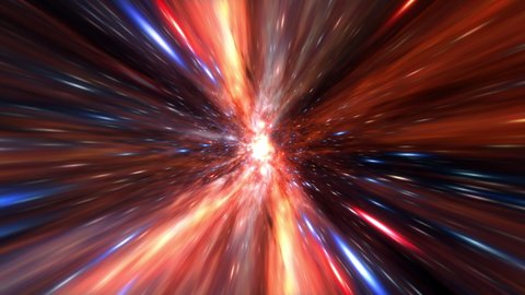 Abstract hyperspace tunnel through time and space animation. 4K 3D Loop Sci-Fi interstellar travel through  wormhole in hyperspace vortex tunnel. Abstract teleportation velocity jump in cyberspace.