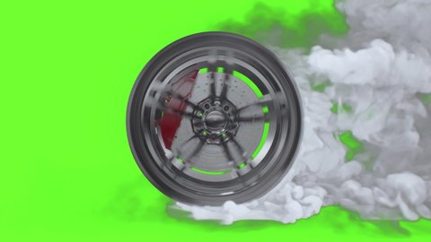 Drift wheels with smoke sport cars on a green background