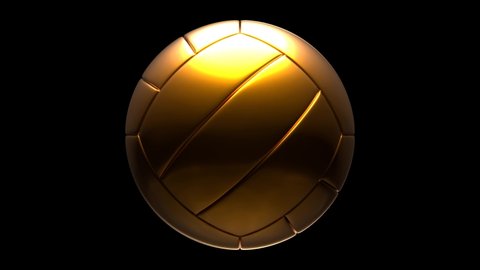 Gold volleyball ball isolated on black background.
Loop able 3d animation for background.
