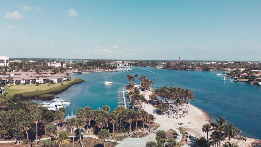 Aerial view of Jupiter Dubois Park from drone, Florida.