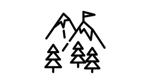 Ski mountains icon animation outline best object on white background