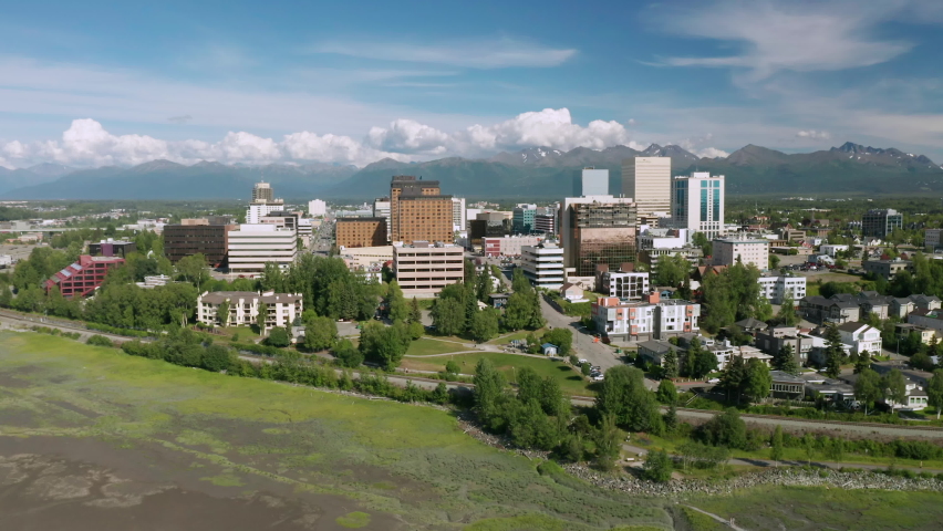 Beautiful late night light in the land of the midnight sun Ship Creek in Cook Inlet Anchorage AK