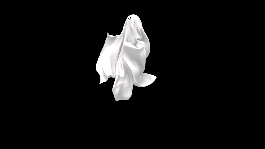 Halloween day. Ghost character bone dancing. 3d rendering, realistic CGI,3d mapping cartoon, Included in the end of the clip with Alpha matte.
