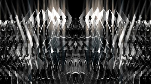 
Crystalline Cyber Panzer Wave effect on black motion background. Diamond liquid mass appears and start to morphing and moving on a black background. Full HD motion background seamless VJ Loop.