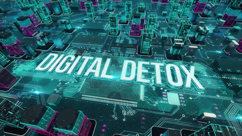 Digital Detox with digital technology hitech concept