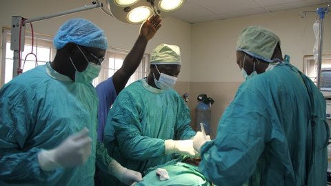 24th March 2021, Lagos Nigeria:Africa Medical Team of surgeons in operating theater performing operation on a patient 