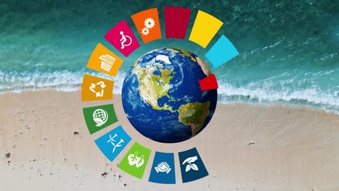 Environmental technology concept. Ocean resources. Sustainable development goals. SDGs. Elements of this image furnished by NASA. 3D rendering.