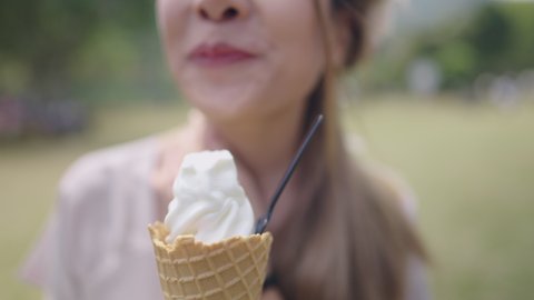 Portrait Young Female Icecream Lover Having Stock Footage Video 100