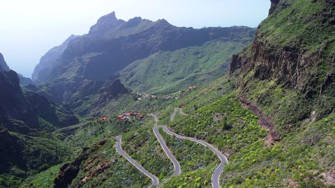 Aerial shot of the valley of Masca, Tenerife (Canary Islands)