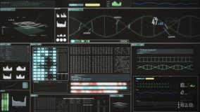 Screen content digital DNA sequencing, analysis, statistics and binary data. Animation on black. - Powered by Shutterstock - Get 15% off with code: PIKWIZARD15