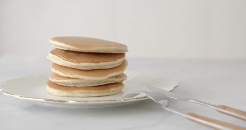 Stack of Pancakes. Close up footage of Stack of Pancakes.