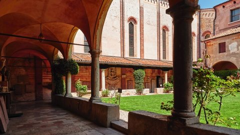 BASSANO DEL GRAPPA, ITALY - APRIL 19 2018: Museo Civico (former Franciscan convent) is town art and architecture museum located on Piazza Garibaldi 34 in Vicenza province of region of Veneto, in Italy