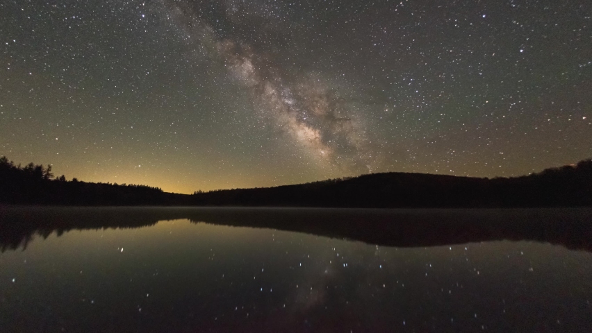 Milky Way Galaxy reflections over Spruce Knob Lake in West Virginia 