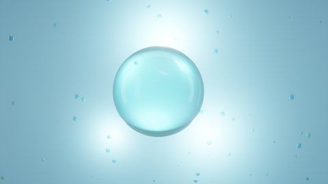 Animation combination serum bubbles and vitamin, Animation water bubbles, concept skin care cosmetics solution. 3d rendering.