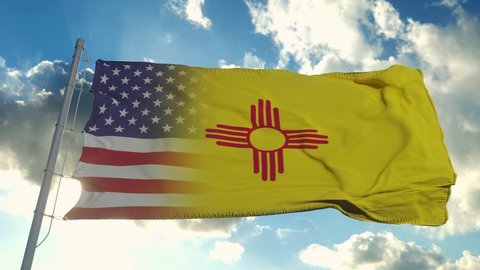 Flag of USA and New Mexico state. USA and New Mexico Mixed Flag waving in wind