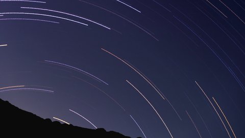 Star trail time lapse in summer night