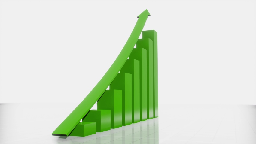 Green bar graph with growing arrow animation angled - Powered by Shutterstock - Get 15% off with code: PIKWIZARD15