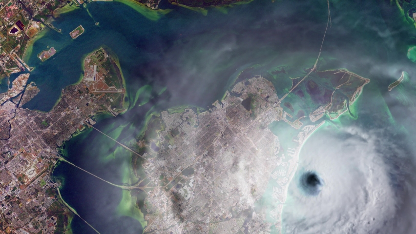 Data map showing cyclone weather storm system hovering over region globe