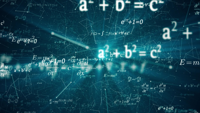Complicated mathematical formulas flying at screen over astrology background | Shutterstock HD Video #1072778375