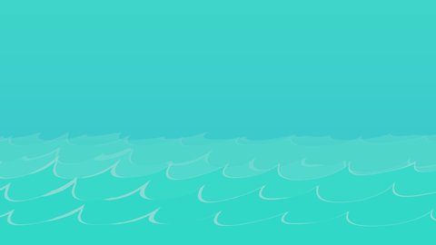 Looped cartoon Ocean Water Waves with Beautiful Clear Blue Sky background animation.
Happy Ocean Day Concept, Ocean Waves Animation with text space with sky blue background 4k loop animation,