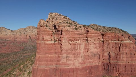Courthouse butte, Sedona with horizontally bedded sedimentary rock, aerial view