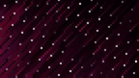 Animation of disco theme with scintillating tiny rhomboids on wine color background. Motion graphics. VJ loops.  