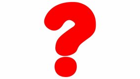 Animated funny red symbol of question mark. Looped video. Vector illustration isolated on a white background.