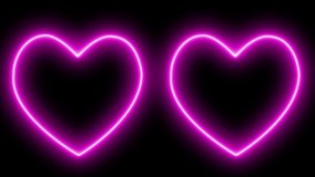 Pink heart mark love neon glowing animation motion graphics