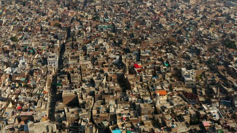 Cityscape With Dense Architecture At Rawalpindi In Punjab Province Of Pakistan. - Aerial Orbiting Shot