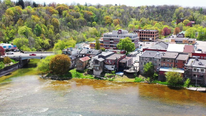 Aerial view of Paris, Ontario, Canada 4K