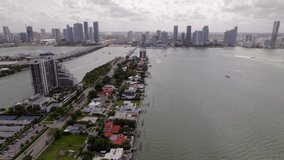 Venetian Causeway Miami aerial drone video