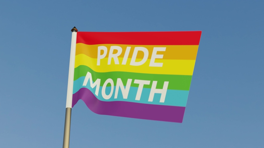 Pride Month LGBTQI+ flag flying in the wind Royalty-Free Stock Footage #1072814333