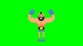 Winner boxer lifting his hand, cheering about victory. champion of match. Cartoon animation video clip with green screen background.
 - Powered by Shutterstock - Get 15% off with code: PIKWIZARD15