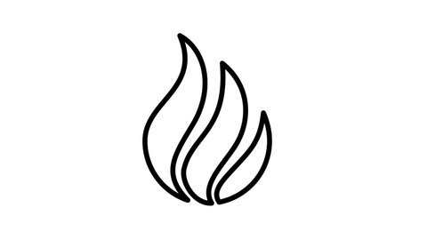 Flame Pentecost Sunday fire line icon animation Motion graphics 4k video motion illustration sign. Outline doodle style alpha channel
