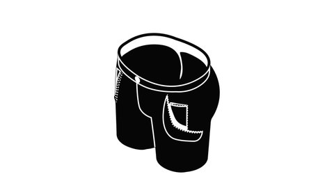 Woman elegant shorts icon animation isometric black object on white background