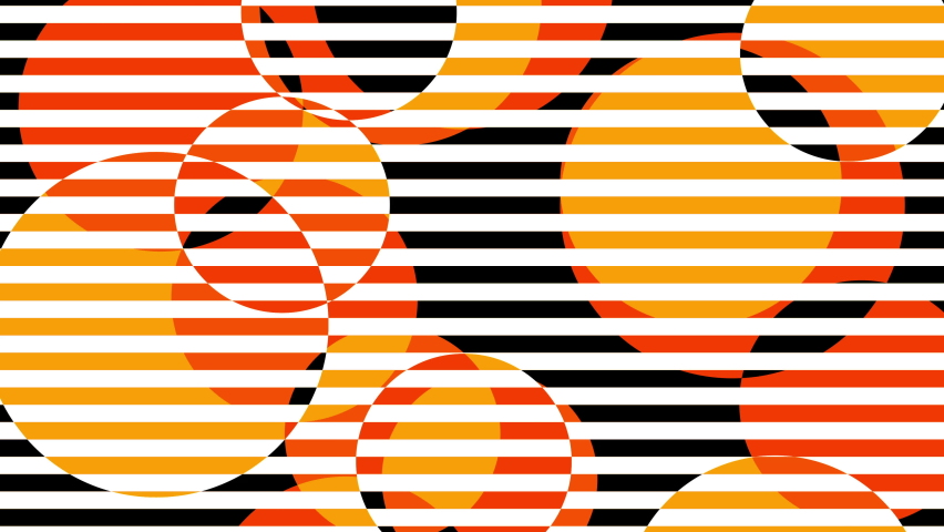 Colored circles. Black and white lines. Seamless looping animation footage. Muiticolor optical illusion. Psychedelic hypnotic transformation. Op Art. Blending colors. Red, orange, yellow. 4K Royalty-Free Stock Footage #1072827977