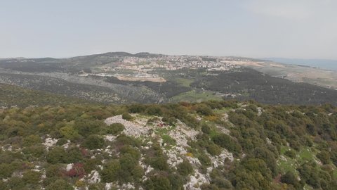 Northern Israel. The summit of Mount Meron and the surrounding area. Shooting from a quadcopter.