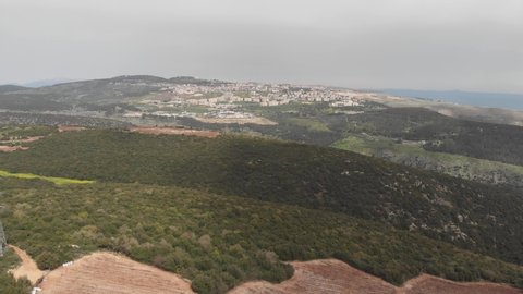 Northern Israel. View of the surroundings of Mount Meron and the Tiberias Sea. Shooting from a quadcopter.