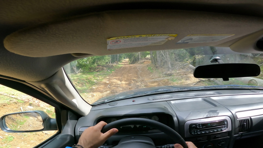 Pov Driving a Jeep Grand Cherokee WJ off road in Transylvania.