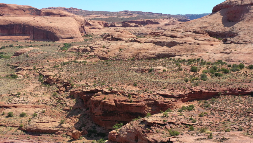 Aerial drone view over a rugged central Utah 