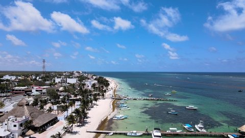 Aerial View Puerto Morelos Mexico Stock Footage Video (100% Royalty ...