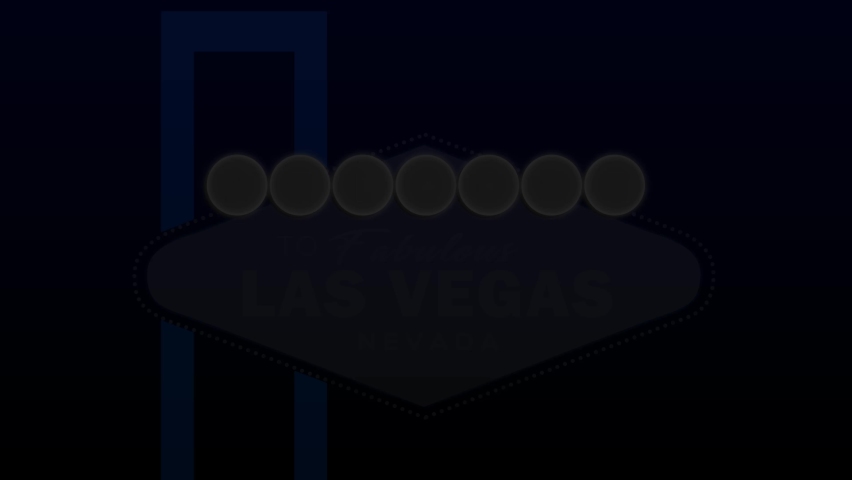 Modern Las Vegas Welcome Signboard Animation with Glowing Neon Lights. 4K Vegas animation of famous signboard.